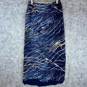 Vintage L Amadei Petite by DP Altomonte Pencil Skirt Womens 8P Blue Abstract 90s